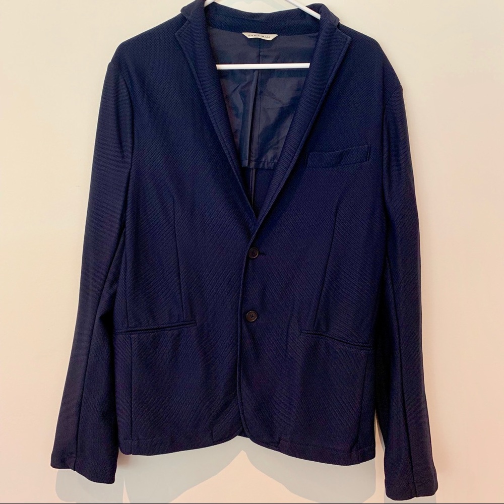 Zara Man Navy Jersey Blazer